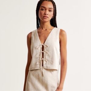 Abercrombie Linen Blend Tie Front Tank